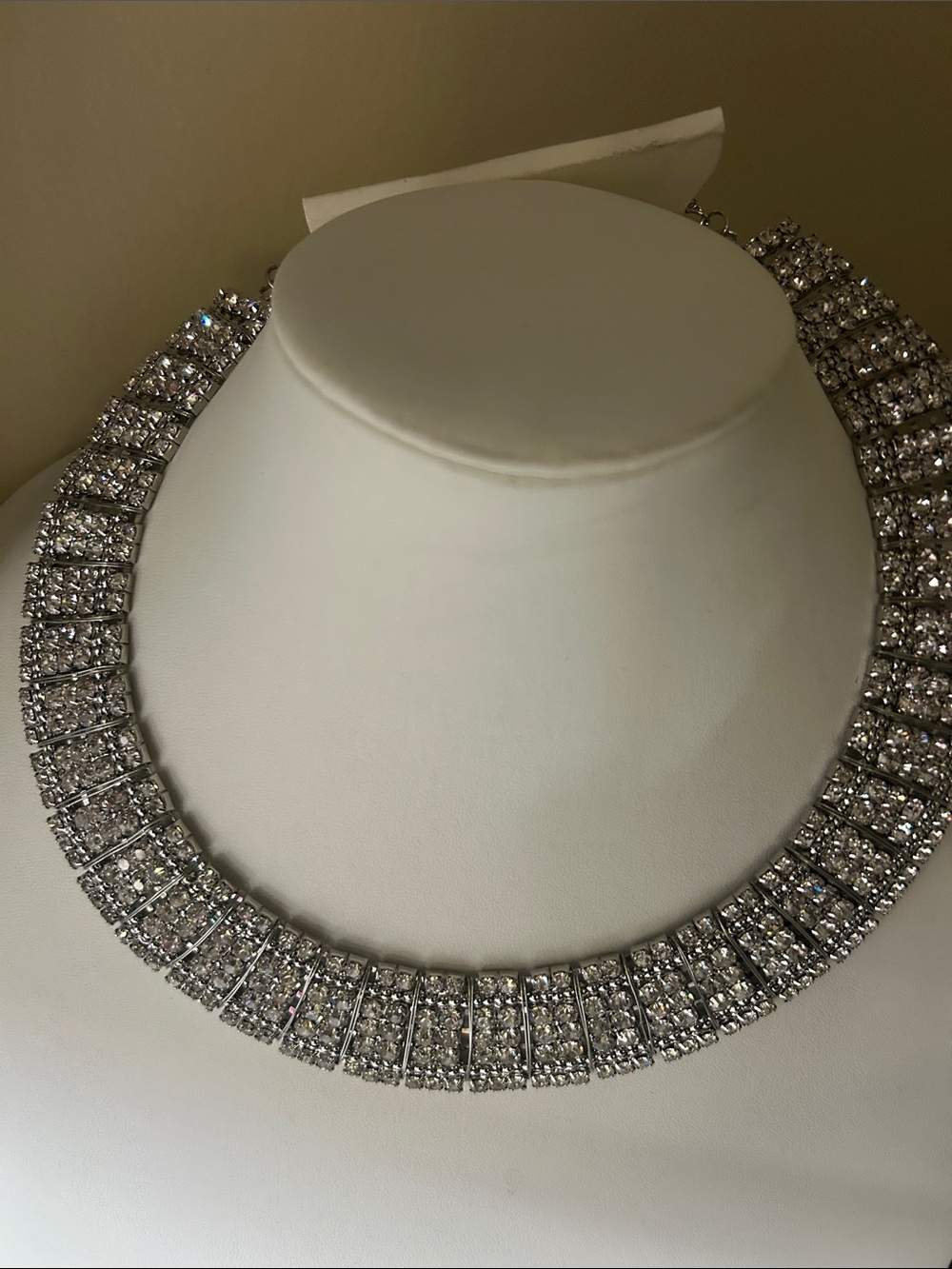 Silver Crystal Statement Collar Necklace - Women Jewelry